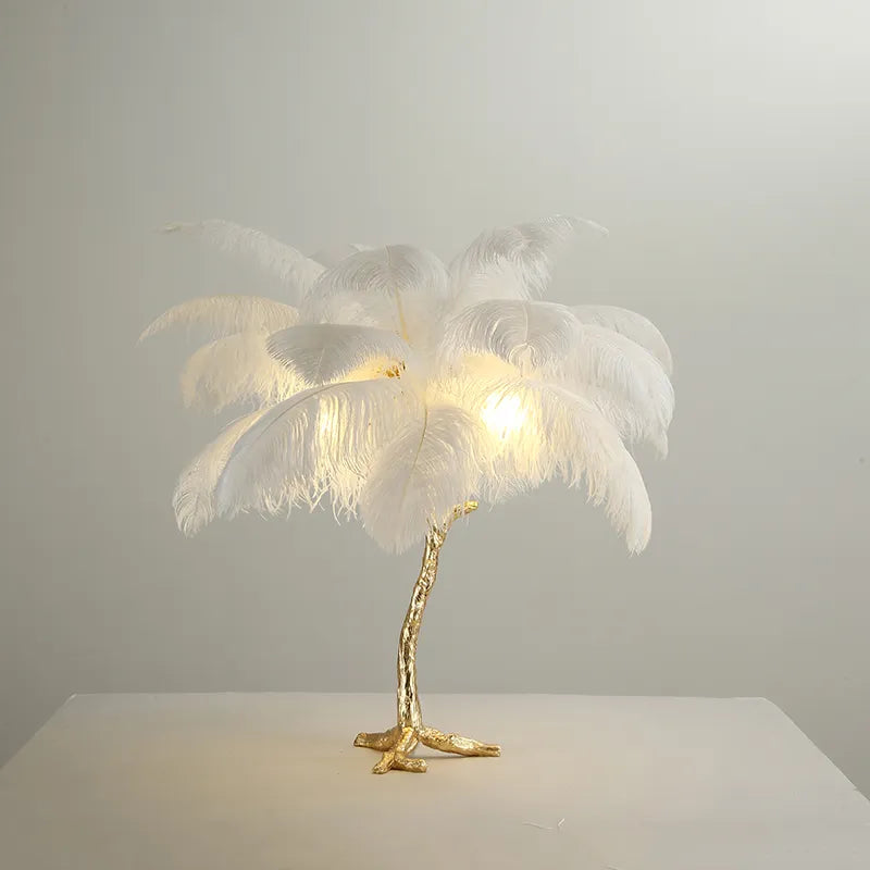 Nordic Luxury Feather LED Table Lamp Desktop Decorative Lamp For Home Living Room Bedroom Study Bedside Table Lamp Furniture