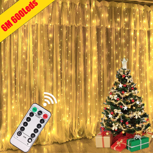 LED Garland Curtain Lights 8 Modes USB Remote Control Fairy Lights String Wedding Christmas Decor for Home Bedroom New Year Lamp