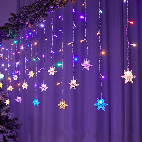 3.2M Christmas Curtain Garland Snowflake LED String Lights Christmas Decoration for Home Navidad 2023 New Year Decor Fairy Light