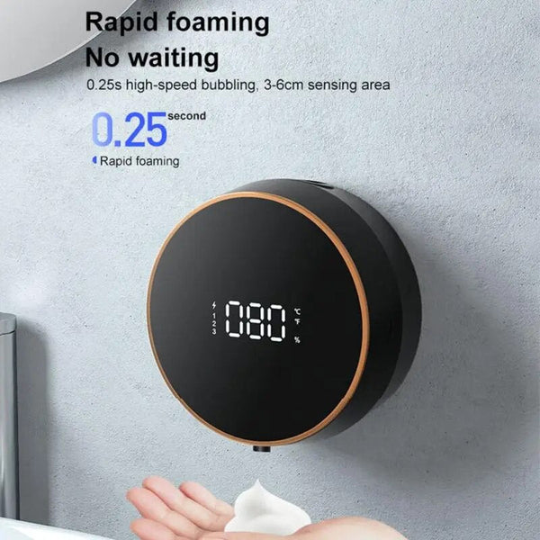 Household Wall Mounted Automatic Hand Washer Small Foam Soap Dispenser with LED Display Touchless Dispenser for Kitchen Recharge