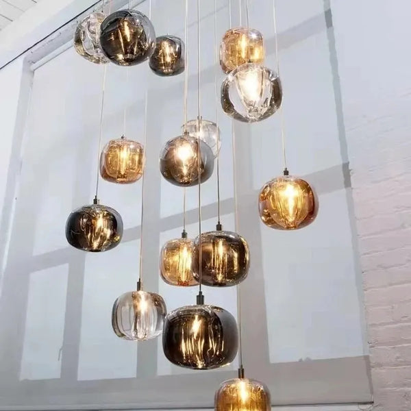 Modern Crystal LED Chandelier Living Room Staircase Pendant Light Suspension Luminaire Home Decoration Accessories Hanging Lamps