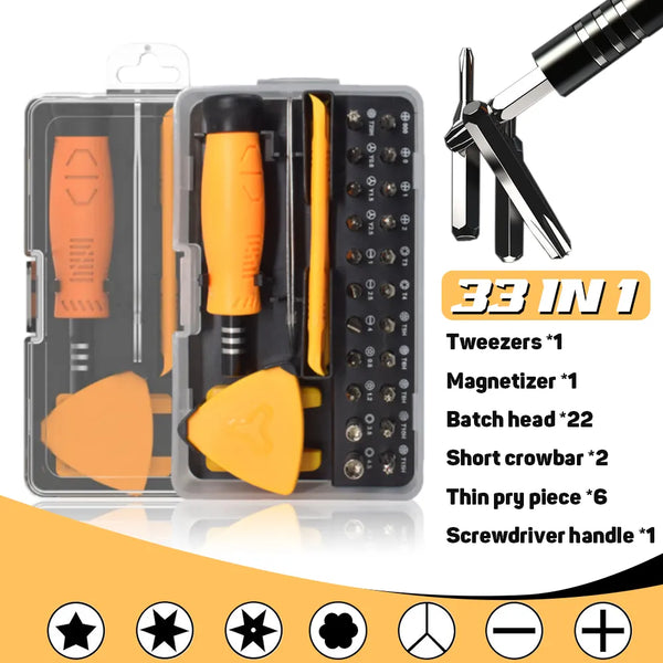 33 In 1 Multifunctional Screwdriver Combination Household Portable Cross Magnetic Precision Screwdriver Set Maintenance Tools